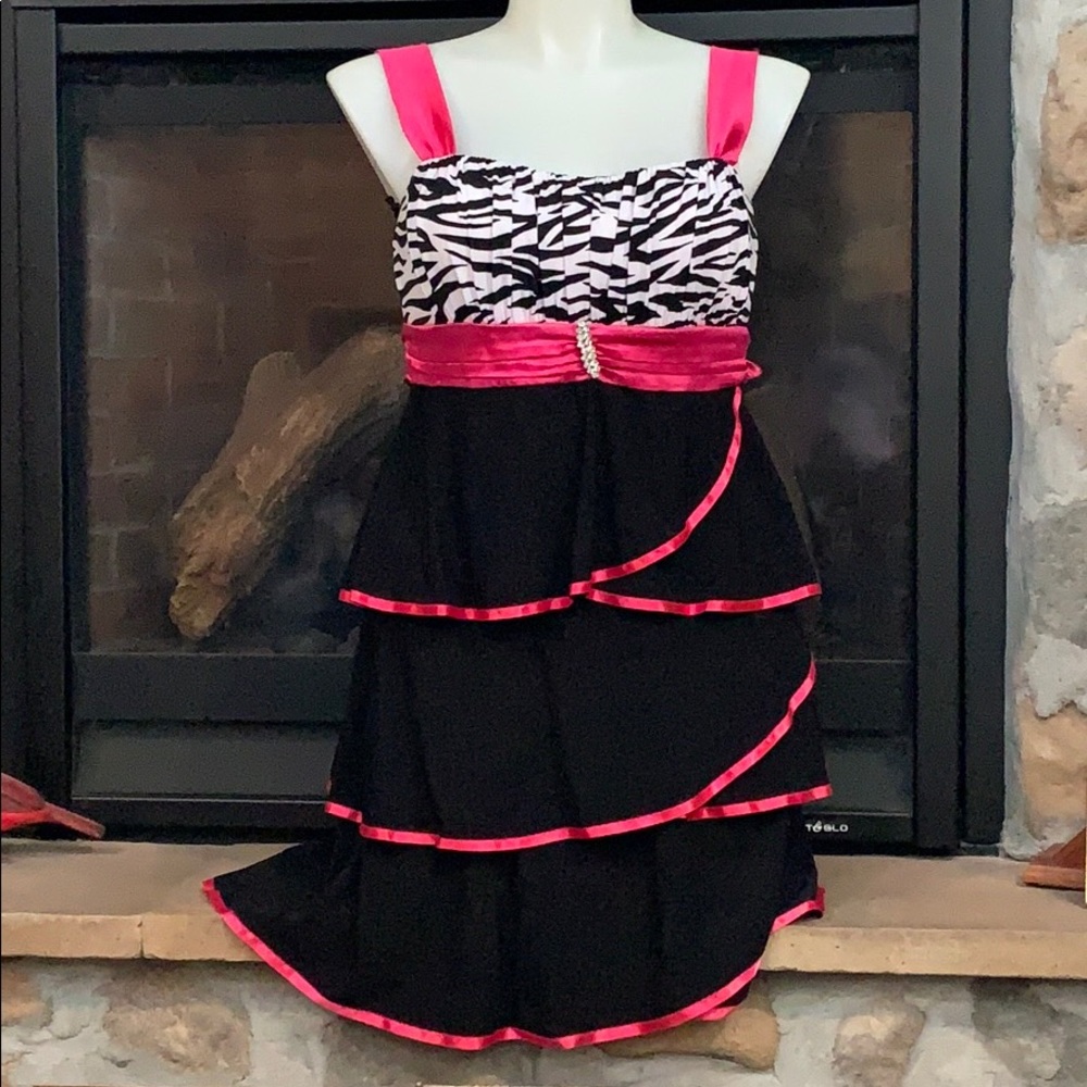 DEB Shops Short Zebra & Pink Dress